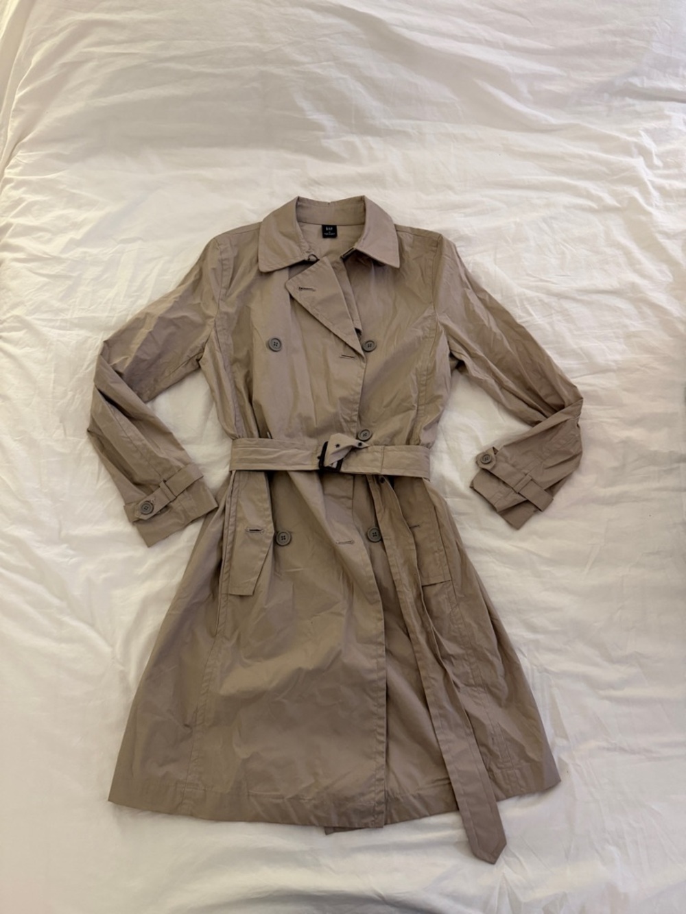 GAP Taupe Double-Breasted Trench Coat with Belt